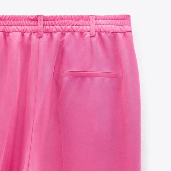ZARA FLOWING WIDE-LEG TROUSERS Barbiecore Barbie Core - Picture 8 of 11